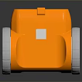 Orange Compact Computer Device With White Wheels Grille Design And Reflective Base 3d model