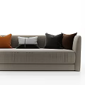 Modern Grey Multi Seater Sofa With Black Orange Brown And Striped Pillows 3d model