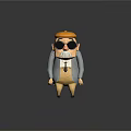 Cartoon Game Movie Character Elderly Man Wearing Orange Hat Glasses White Mustache And Gray Coat