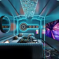 KTV Room With Neon Lights Sofa And Large Screen 3d model