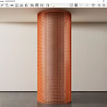 Orange Grid Pattern Column In Modern Interior With Light Walls And Floor 3d model
