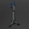 Modern Floor Lamp With Flower Petal Blue Panels Black Pole And Blue Illuminated Base