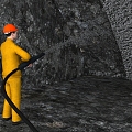 Scene roaming shotcrete jet tunnel worker labor construction animation 3d model