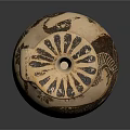 Handcrafted Ceramic Jar With Handle And Floral Animal Carvings On Brown Surface
