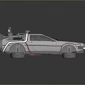 Low Poly Silver Sci Fi Car Model With Gull Wing Doors And Retro Futuristic Design