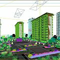 Modern Residential Buildings Exterior Design With Green Lawn Landscaped Garden And Trees