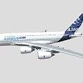Airbus A380 Four Engine Passenger Jet With White Blue Livery