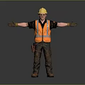 Man In Yellow Hard Hat And Orange Safety Vest As Construction Worker With Arms Outstretched