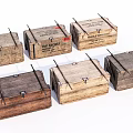 Vintage Wooden Boxes With Metal Nails And Worn Surfaces Arranged Together