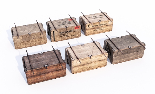 Old wooden box 3d model