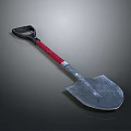Industrial Shovel With Black Handle Red Grip And Heavy Duty Metal Blade