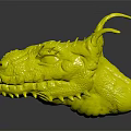 Mythical Dragon Head Character With Red Eyes Horns Scales And Sharp Teeth 3d model