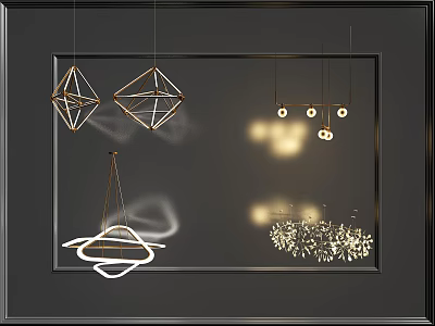 Modern Geometric Pendant Chandeliers With Metal Frames And Warm Lighting For Home Decor 3d model
