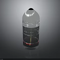 Silver Striped Cocktail Shaker With Transparent Bottom Black Lid And Colorful Liquid