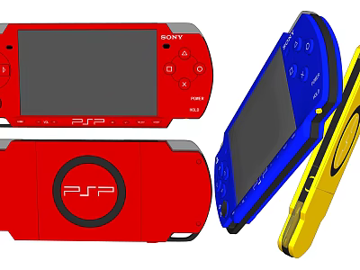 Entertainment Electronics Sony PSP Portable Gaming Console With Red Blue Yellow Designs 3d model
