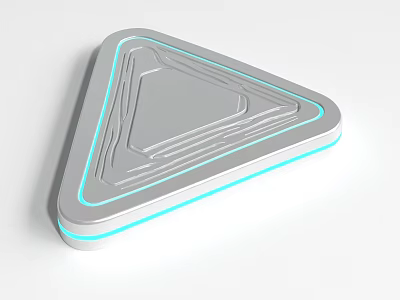 Modern Triangular Equipment Featuring Silver Surface Blue Illuminated Edges And Internal Geometric Lines 3d model