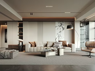 Modern Living Room Italian Living Room Sofa Coffee Table Combination Ornaments Leisure Chair Floor Lamp Coffee Table Corner Carpet 3d model