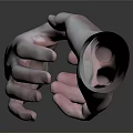 Man's Hands Approaching To Touch In Dark Abstract Tech Inspired Background