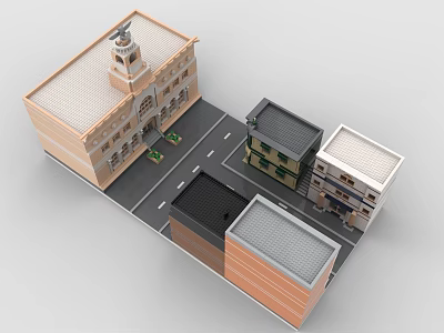 Building Blocks Urban Scene With Buildings And Streets 3d model