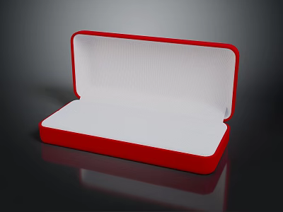 Open Red Velvet Rectangular Storage Box for Jewelry Ornament Set with White Lining 3d model