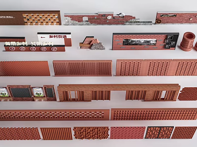 Various Red Brick Feature Wall Designs With Intricate Patterns And Textures 3d model