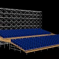 Neatly Arranged Blue Public Chairs With Multiple Tiers Supported By Metal Frame In Stadium Venue