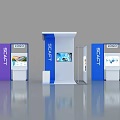 Modern Exhibition Booth Design With SCART Logo Screen And Display Cabinets
