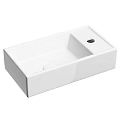 White Square Shaped Countertop Washbasin With Smooth Surface And Single Drain Hole 3d model