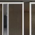 Modern Interior Glass Doors With Vertical Striped Texture And Silver Metal Frames 3d model