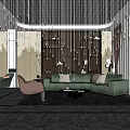 Luxurious Modern Hotel Lobby Interior Design With Crystal Chandeliers Green Sofa And Marble Flooring