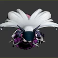 Game Movie Character With Silver White Hair Horned Hat Pink Black Dress And Tail