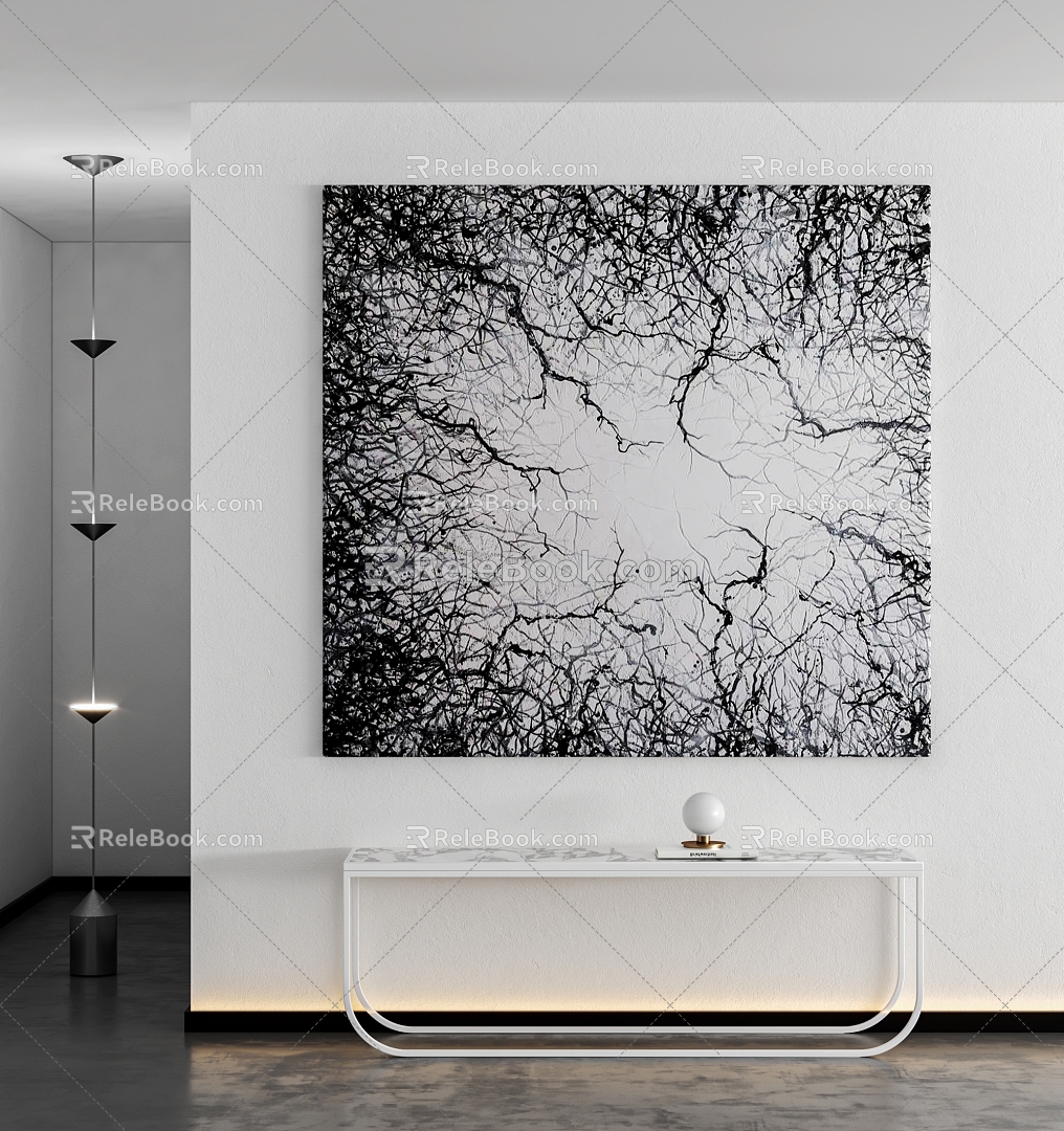 Black and white abstract painting texture painting high-end frameless painting sofa background painting bedside background painting 3d model