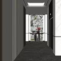 Modern Entryway Hallway Design With Marble Wall Flower Arrangement Recessed Lighting And Polished Flooring