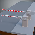 Barrier Gate System Featuring Red White Striped Barriers Two Units Installed On Gray Ground 3d model