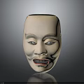 Traditional Handcrafted Costume Mask Featuring White Base And Colorful Facial Details
