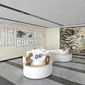 Wooden Display Shelves In Elegant Exhibition Hall Displaying Ceramics Bronzes Calligraphy And Paintings