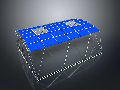 Transparent Frame Furniture With Blue Top Panels And Modern Design Structure 3d model