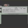 Light Green Control Console With Multiple Buttons Indicators And Top Interface Module