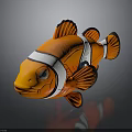 Orange And White Striped Clownfish Toy With Black Fins And Big Eyes
