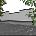 Traditional Garden Landscape With White Walls Gray Tiles Green Trees And Blue Sky Background
