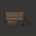 Rustic Fruit Stall With Wooden Frame Canvas Canopy And Crates Of Fruits