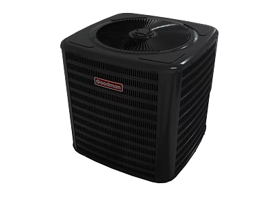 Goodman Black Outdoor Air Conditioner Condenser Unit With Square Design And Grille Fan 3d model