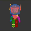 Cute Orange Robot Toy Figure With Smiling Black Face Red Antennas And Shiny Surface