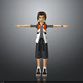 3D Character With Brown Hair Red White Black Vest Dark Shorts Sneakers And Outstretched Arms