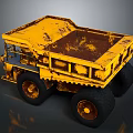 Yellow Rusty Mining Dump Truck With Large Tires And Open Bed 3d model
