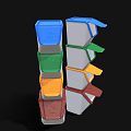 Colorful Stacked Recycling Trash Bins With Multiple Colors And Secure Lids