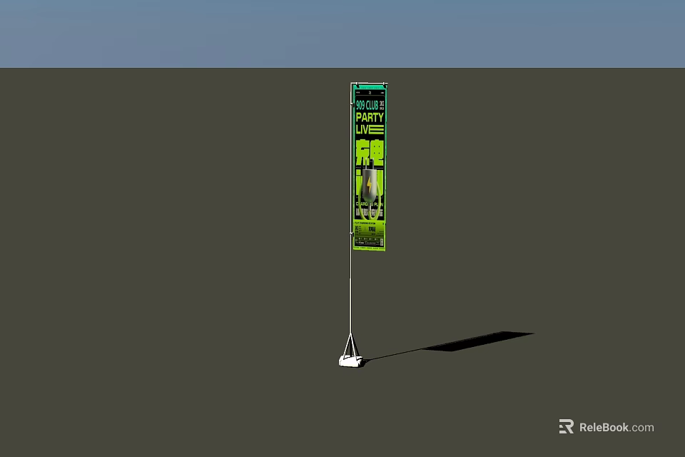 Green Party Themed Outdoor Billboard With All Night Event Promotion Signage 3d model 