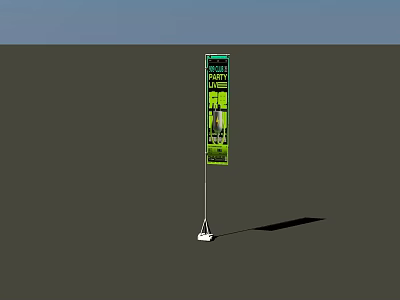 Green Party Themed Outdoor Billboard With All Night Event Promotion Signage 3d model