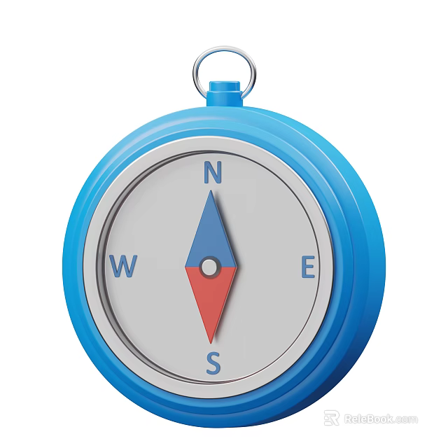 Decorative Ornament Set Featuring Blue Compass With Directional Markers And Pointer 3d model