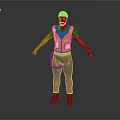 Game Movie Character In Blue Cap Yellow Reflective Vest Dark Blue Uniform And Gray Backdrop